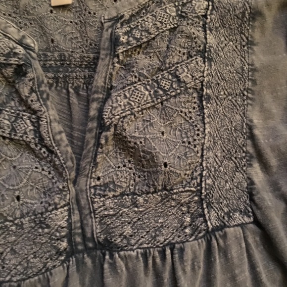 Lucky Brand Lace Bib Top Blue - Picture 3 of 8